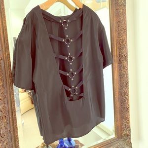 Black top, with criss-cross back